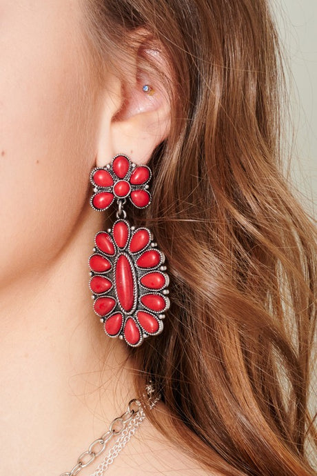 Sbco Western Oval Turquoise Drop Earrings