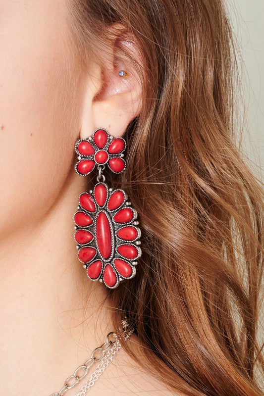 Sbco Western Oval Turquoise Drop Earrings