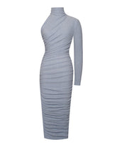 Peyton Blue One Sleeve Ruched Pencil Dress
