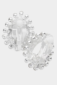 Teardrop Pearl Stone Necklace Clip On Earring Set