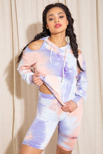 Lavender/Peach Tie Diy Cut Out Detail Sweatershirt Pullover Set