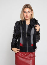 Black Annalise Womens Leather Jacket (100% Genuine Lambskin)