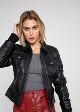 Black Annalise Womens Leather Jacket (100% Genuine Lambskin)
