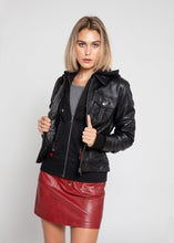 Black Annalise Womens Leather Jacket (100% Genuine Lambskin)