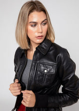 Black Annalise Womens Leather Jacket (100% Genuine Lambskin)