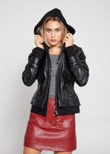 Black Annalise Womens Leather Jacket (100% Genuine Lambskin)