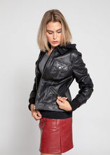 Black Annalise Womens Leather Jacket (100% Genuine Lambskin)