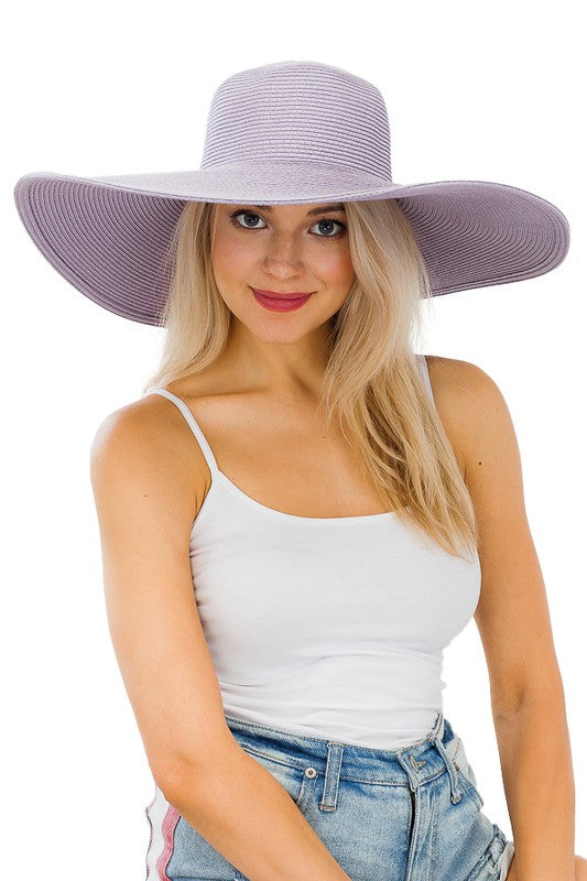 Lavender Heavy Weight Wide Brim Floppy Paper Straw Sun Hat