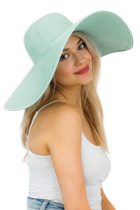 Mint Heavy Weight Wide Brim Floppy Paper Straw Sun Hat