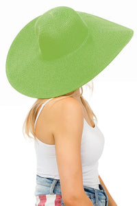 Lime Heavy Weight Wide Brim Floppy Paper Straw Sun Hat