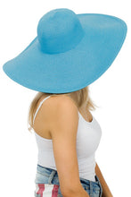 Blue Heavy Weight Wide Brim Floppy Paper Straw Sun Hat