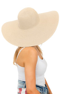 Beige Heavy Weight Wide Brim Floppy Paper Straw Sun Hat