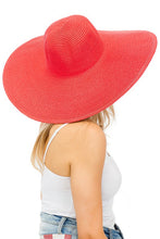 Coral Heavy Weight Wide Brim Floppy Paper Straw Sun Hat
