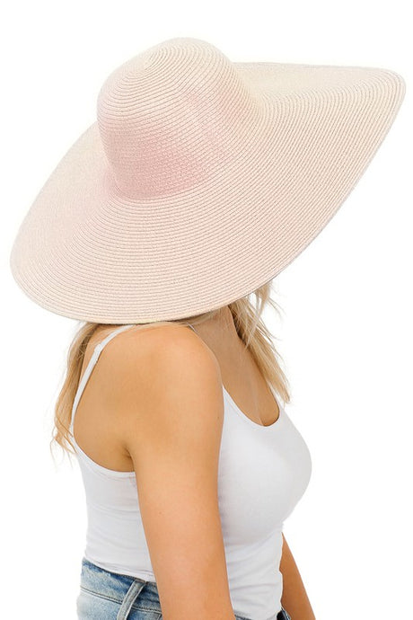 Misty Rose Heavy Weight Wide Brim Floppy Paper Straw Sun Hat
