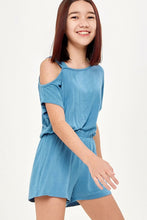 Denim Blue One Shoulder Romper