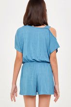 Denim Blue One Shoulder Romper