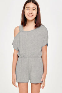 Heather Grey One Shoulder Romper