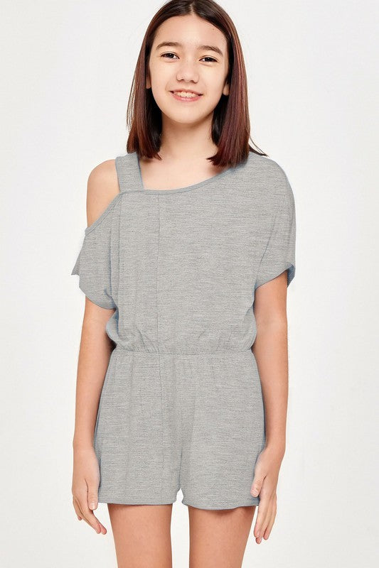 Heather Grey One Shoulder Romper