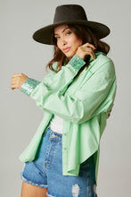 Apple Green Smile Sequin Patch Shirt