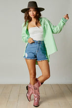Apple Green Smile Sequin Patch Shirt