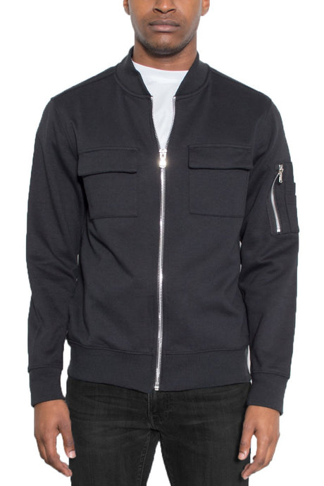 Black Cotton Zip Up Light Weight Jacket