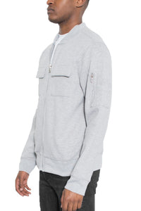 Grey Cotton Zip Up Light Weight Jacket