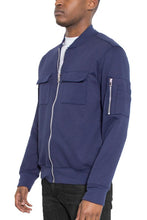 Navy Cotton Zip Up Light Weight Jacket