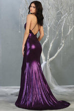 Purple Metallic long evening dress