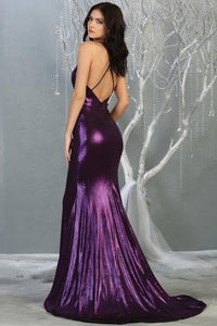Purple Metallic long evening dress