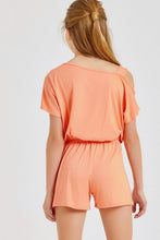 Coral One Shoulder Romper