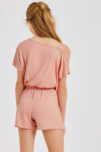 Pink One Shoulder Romper