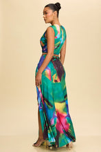 Green Multi Jersey Twist Cutout Maxi Dress