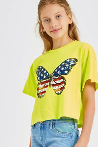 Neon Yellow Graphic Printed Crop Top