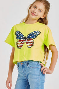 Neon Yellow Graphic Printed Crop Top