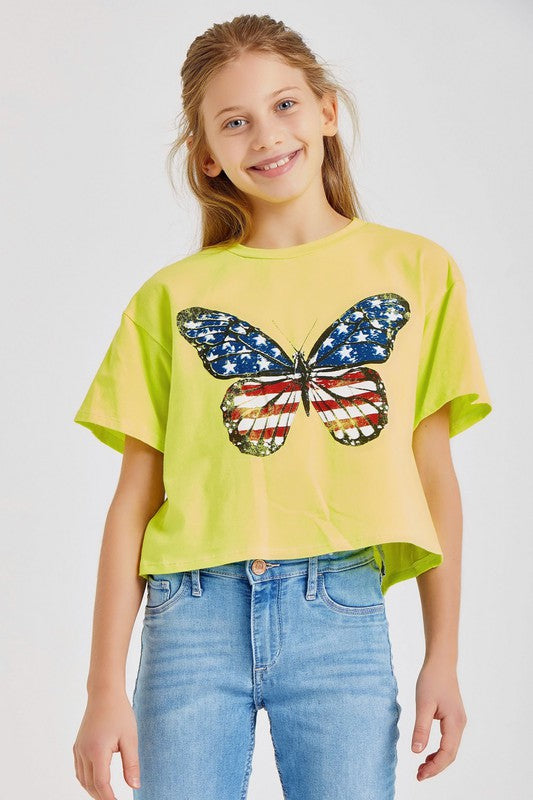 Neon Yellow Graphic Printed Crop Top