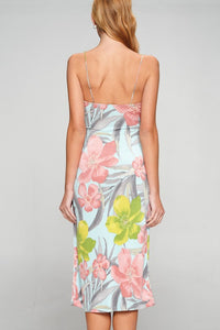 Mint Tropical Floral Midi Dress