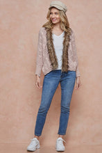 Pink Sweater Cardigan with Faux Fur Trim
