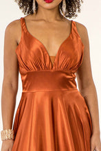 Sienna V-Neck Wide Waistband A-Line Satin Long Dress /W Slit