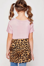 Dusty Pink/Leopard Kids Size Leopard Contrast Knot Top