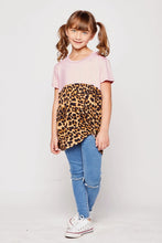 Dusty Pink/Leopard Kids Size Leopard Contrast Knot Top