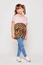 Dusty Pink/Leopard Kids Size Leopard Contrast Knot Top