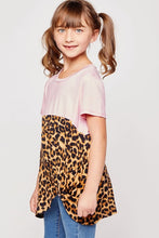 Dusty Pink/Leopard Kids Size Leopard Contrast Knot Top