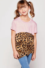 Dusty Pink/Leopard Kids Size Leopard Contrast Knot Top