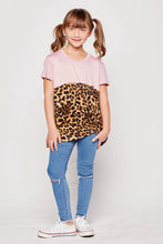 Dusty Pink/Leopard Kids Size Leopard Contrast Knot Top