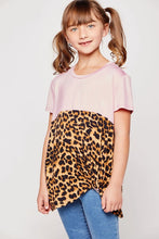 Dusty Pink/Leopard Kids Size Leopard Contrast Knot Top