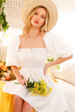 Off White Balloon Sleeves Dress