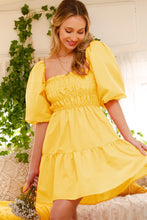 Yellow Balloon Sleeves Dress
