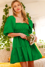 Green Balloon Sleeves Dress