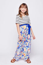 Ivory Black Kids Size Striped Floral Maxi Dress