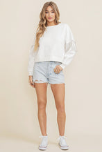 White Long Sleeve Sweater With Embellished Fringe